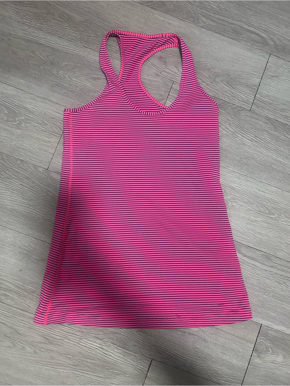 lululemon athletica Pink and Black Striped Racerback Tank